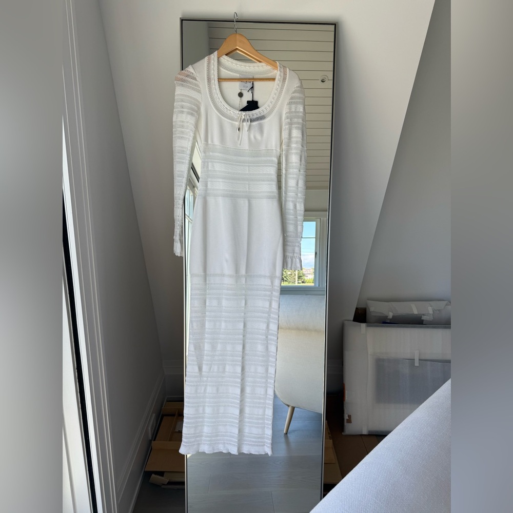 NWT Alaia White Jersey and Lace Paneled Maxi Dress FR38 - Picture 9 of 12